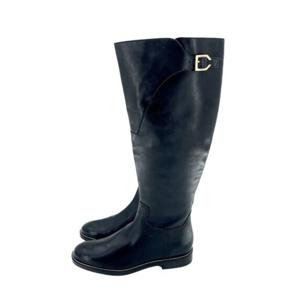 Cole Haan Harrington Black Leather Tall Knee High Riding Boots SZ 6.5 New